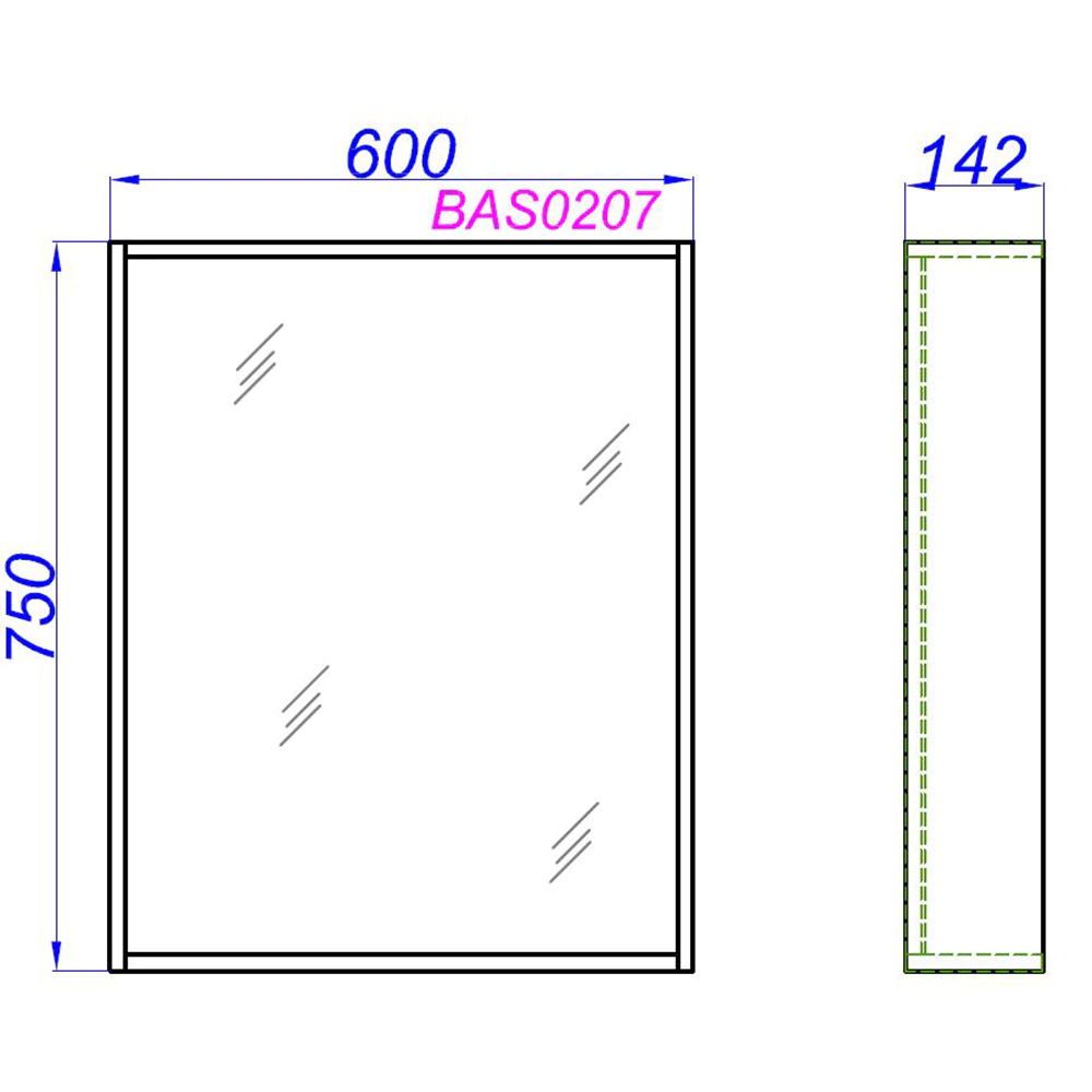 Зеркало AQWELLA Basic 60х75 см с полкой