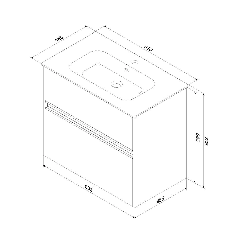 Тумба с раковиной AM.PM Sense 80 см подвесная дерево