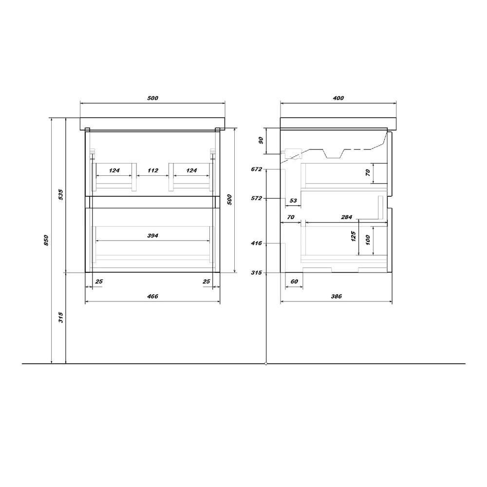 Тумба с раковиной FLUMEN Эльде 50 см подвесная дуб вотан