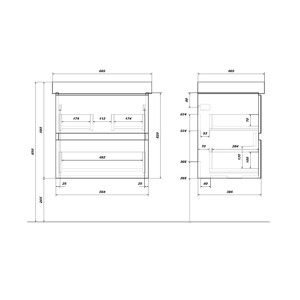 Тумба с раковиной FLUMEN Эльде 60 см подвесная дуб вотан