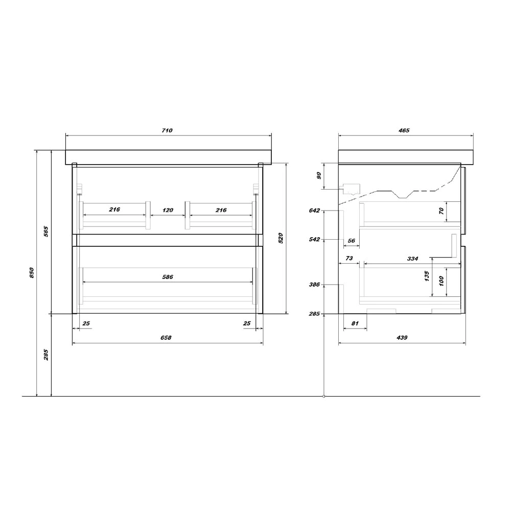 Тумба с раковиной FLUMEN Эльде 70 см подвесная дуб вотан