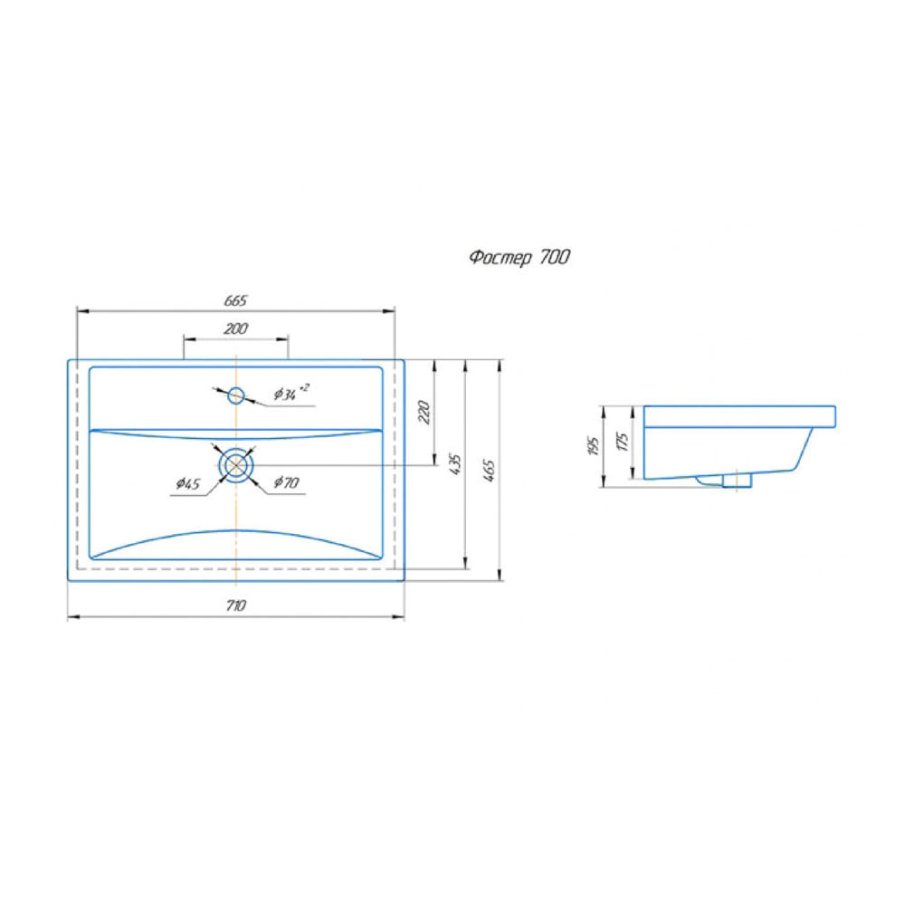 Тумба с раковиной FLUMEN Эльде 70 см подвесная дуб вотан