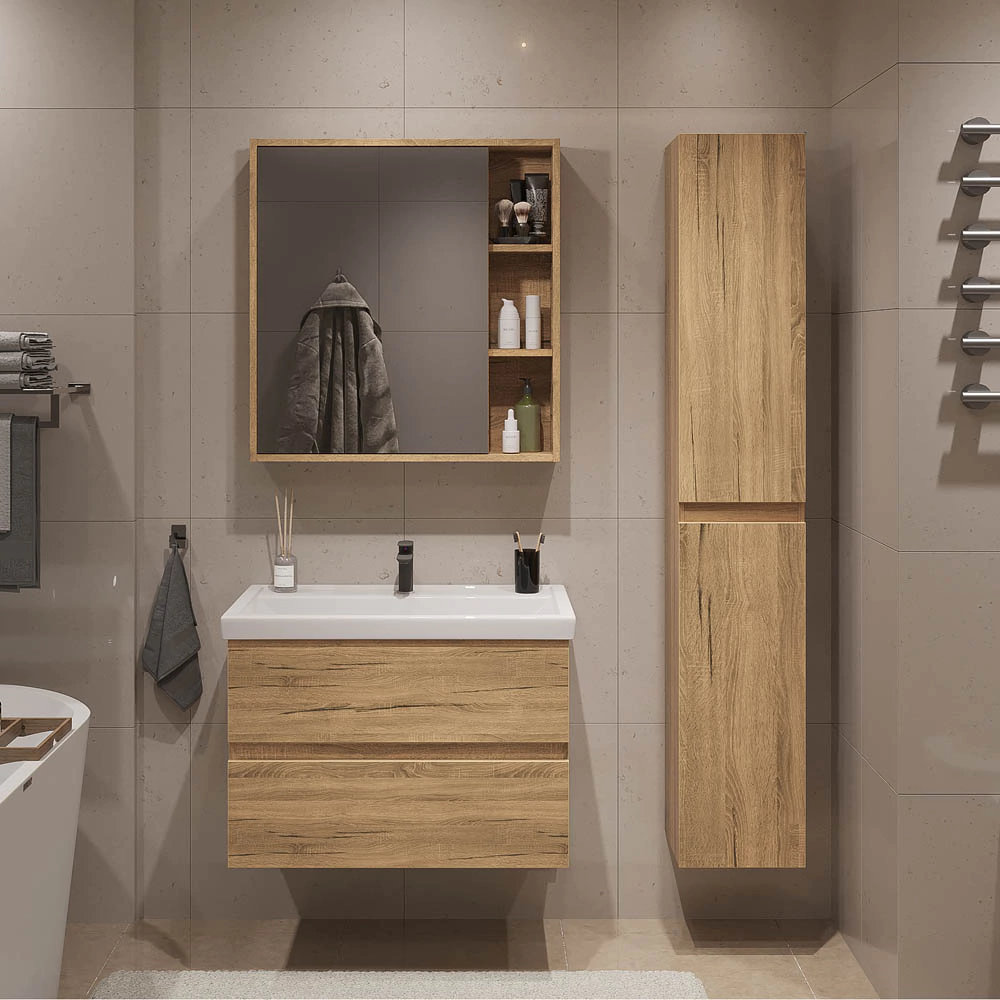 Тумба с раковиной FLUMEN Эльде 70 см подвесная дуб вотан