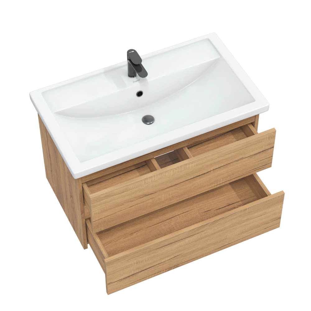 Тумба с раковиной FLUMEN Эльде 80 см подвесная дуб вотан