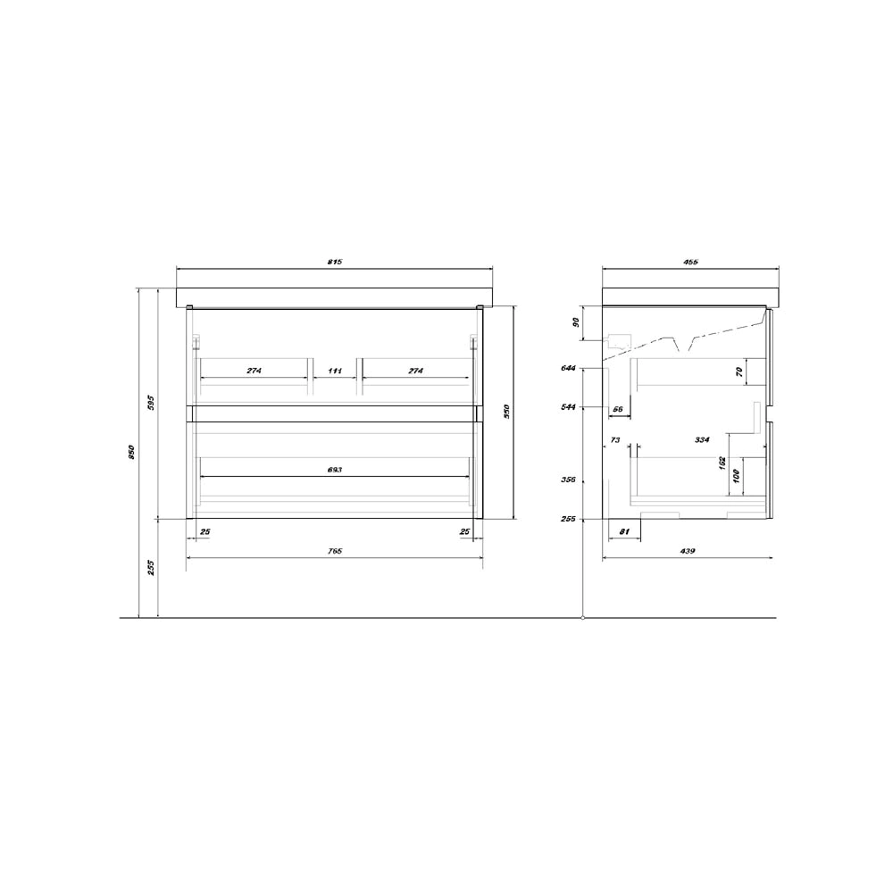 Тумба с раковиной FLUMEN Эльде 80 см подвесная дуб вотан