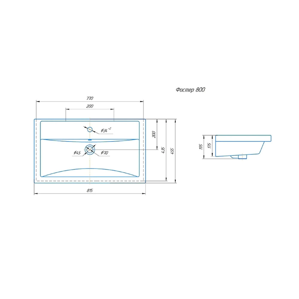 Тумба с раковиной FLUMEN Эльде 80 см подвесная дуб вотан