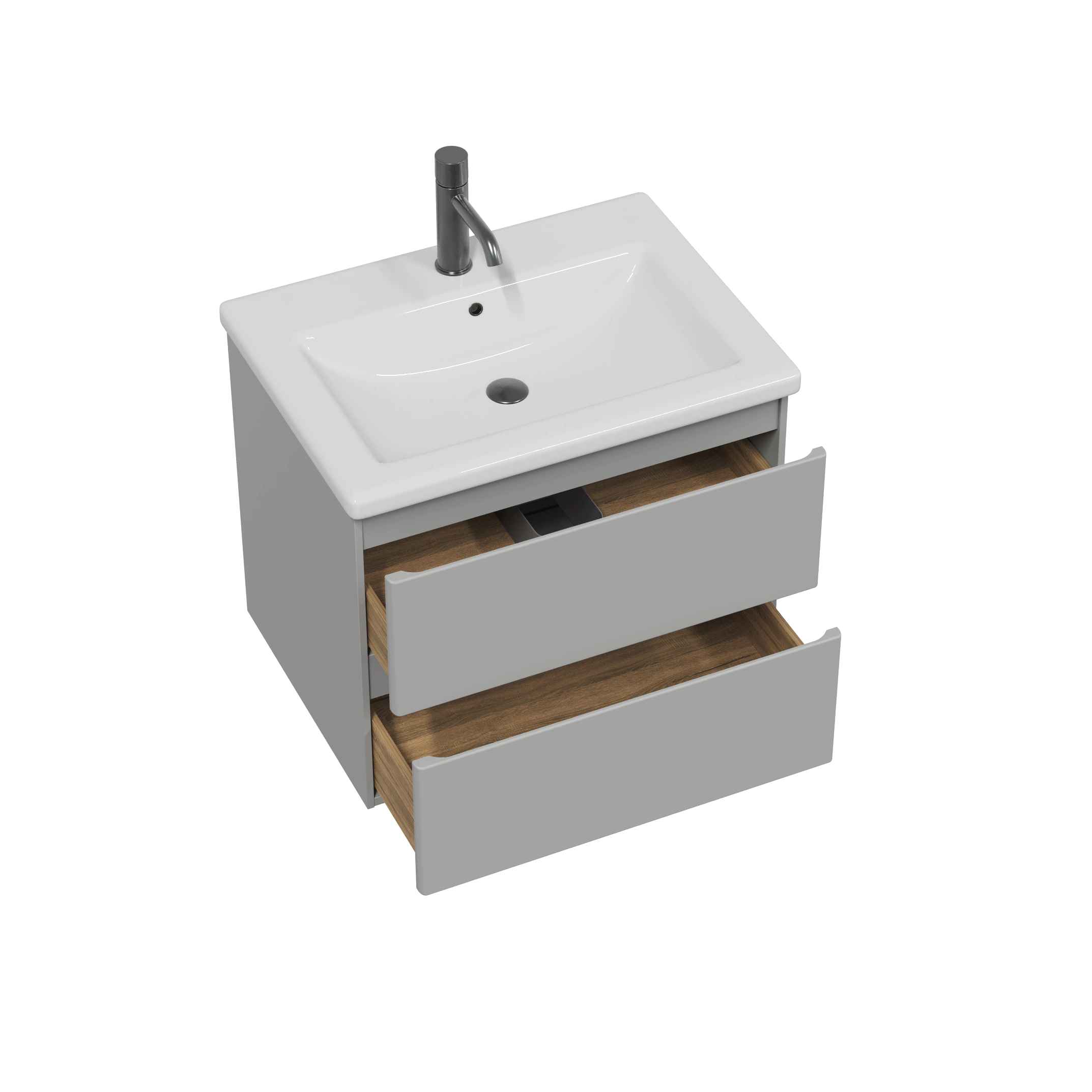 Тумба с раковиной FLUMEN DESIGN Витторе 50 см подвесная серая