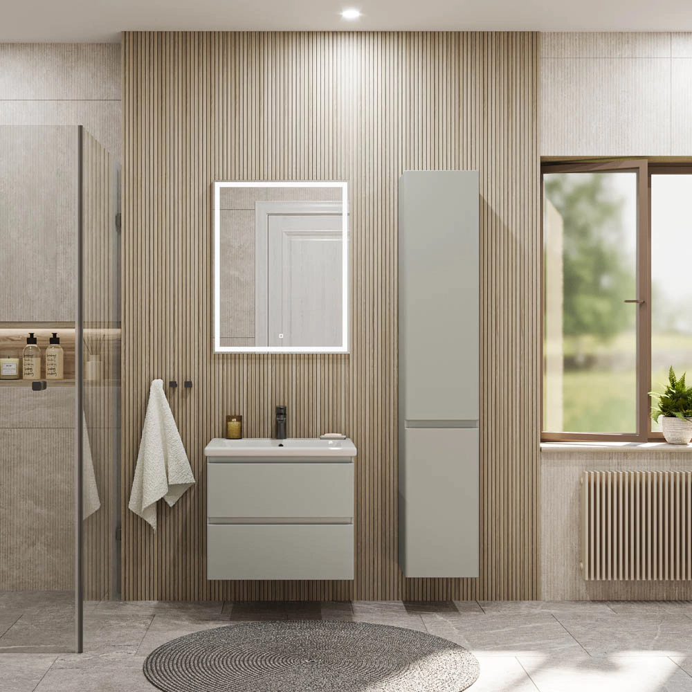 Тумба с раковиной FLUMEN DESIGN Витторе 60 см подвесная серая