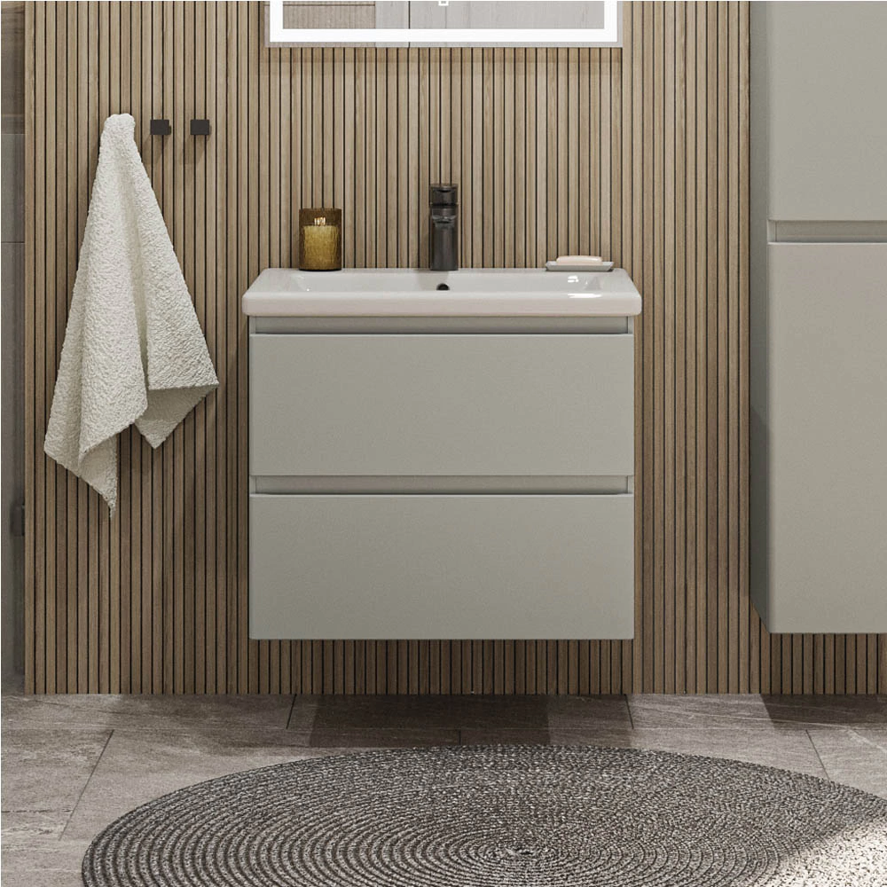 Тумба с раковиной FLUMEN DESIGN Витторе 60 см подвесная серая