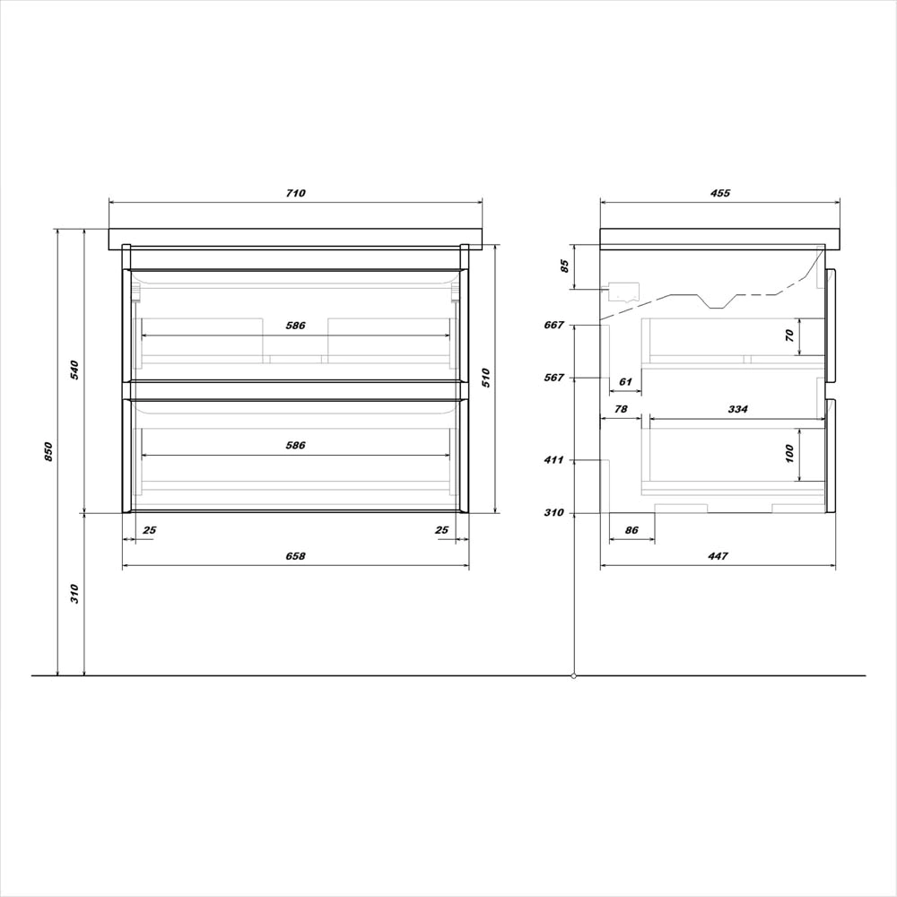 Тумба с раковиной FLUMEN DESIGN Витторе 70 см подвесная серая