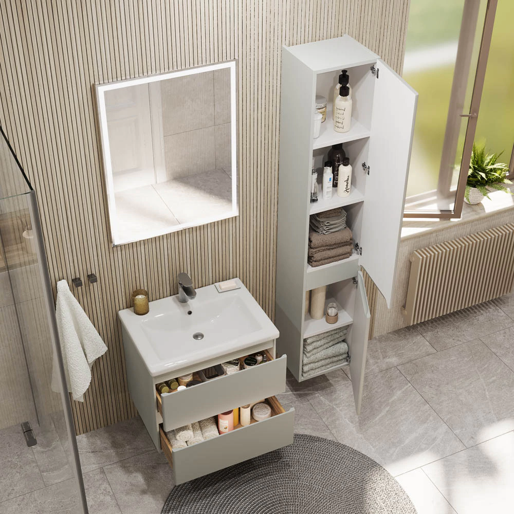 Тумба с раковиной FLUMEN DESIGN Витторе 70 см подвесная серая