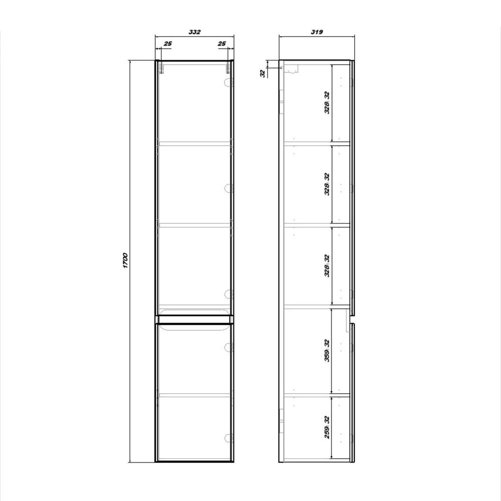 Пенал FLUMEN DESIGN Витторе 33 см подвесной серый