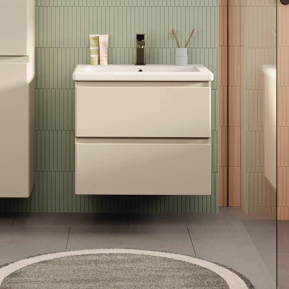 Тумба с раковиной FLUMEN DESIGN Витторе 50 см подвесная капучино