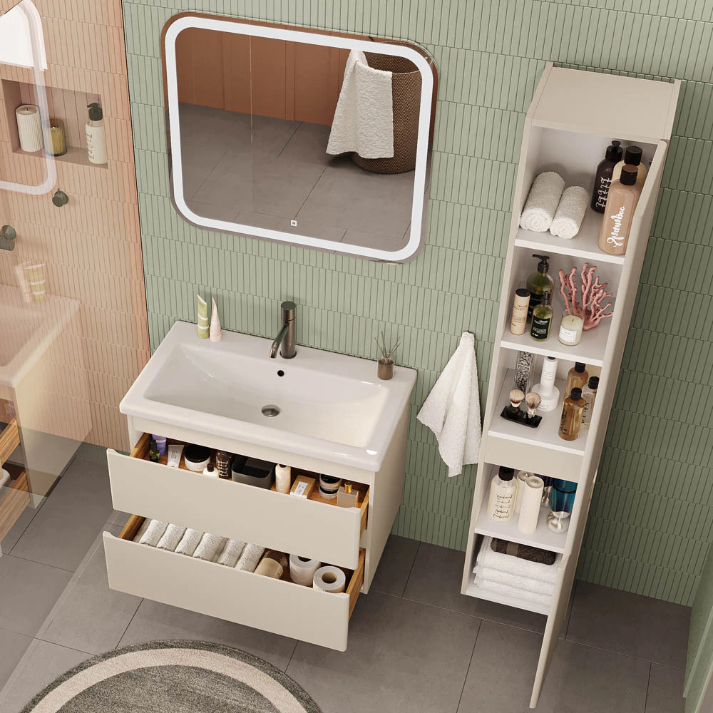 Тумба с раковиной FLUMEN DESIGN Витторе 70 см подвесная капучино