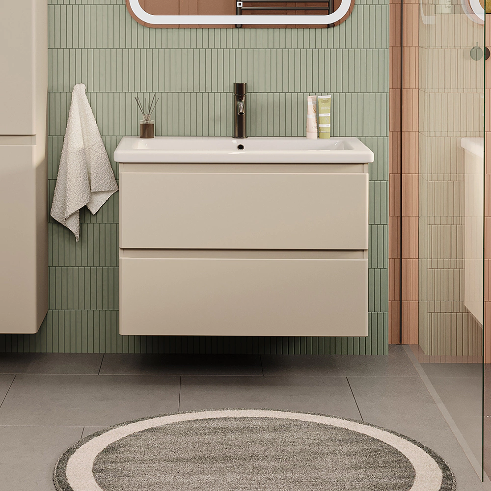 Тумба с раковиной FLUMEN DESIGN Витторе 80 см подвесная капучино