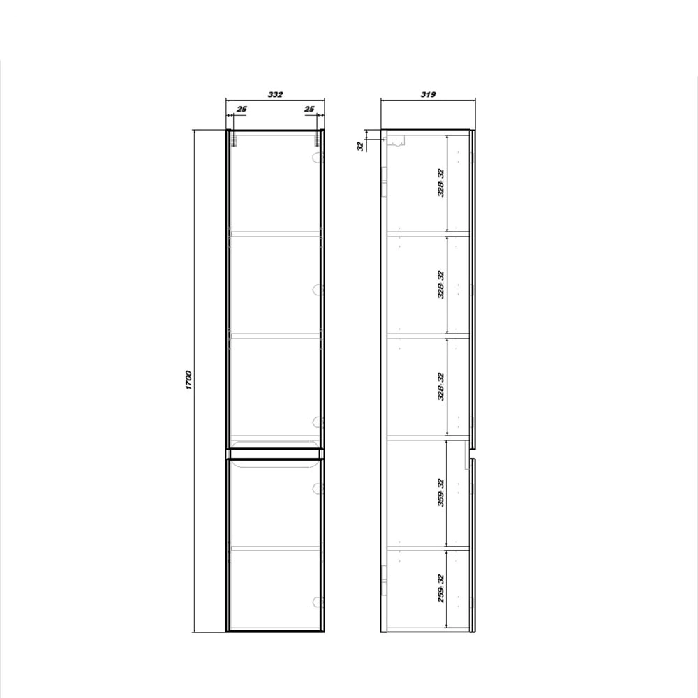 Пенал FLUMEN DESIGN Витторе 33 см подвесной капучино