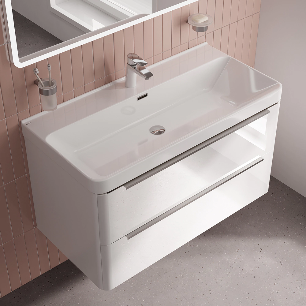 Тумба с раковиной IDDIS Клауд Икс 100 см подвесная белая