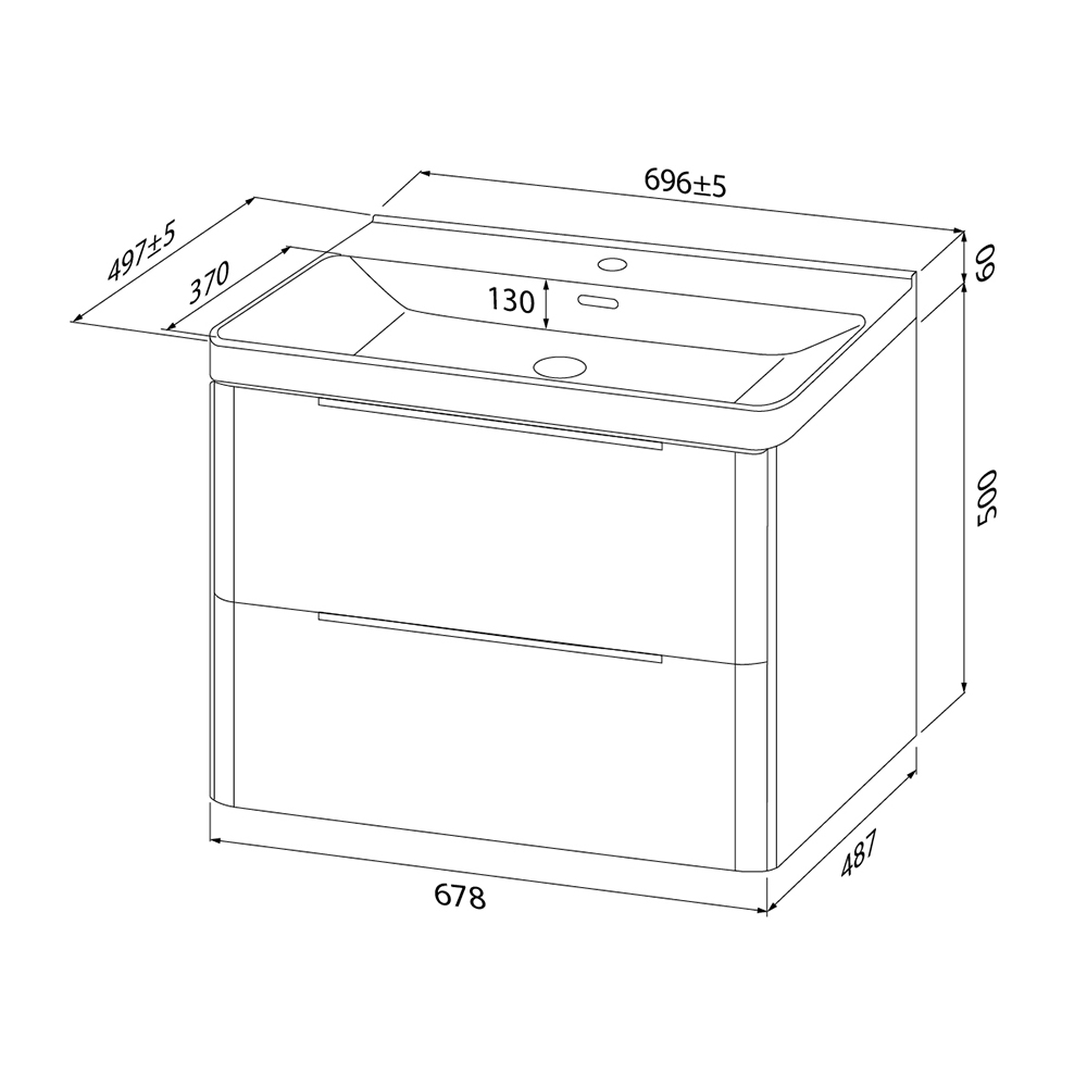 Тумба с раковиной IDDIS Клауд Икс 70 см подвесная белая
