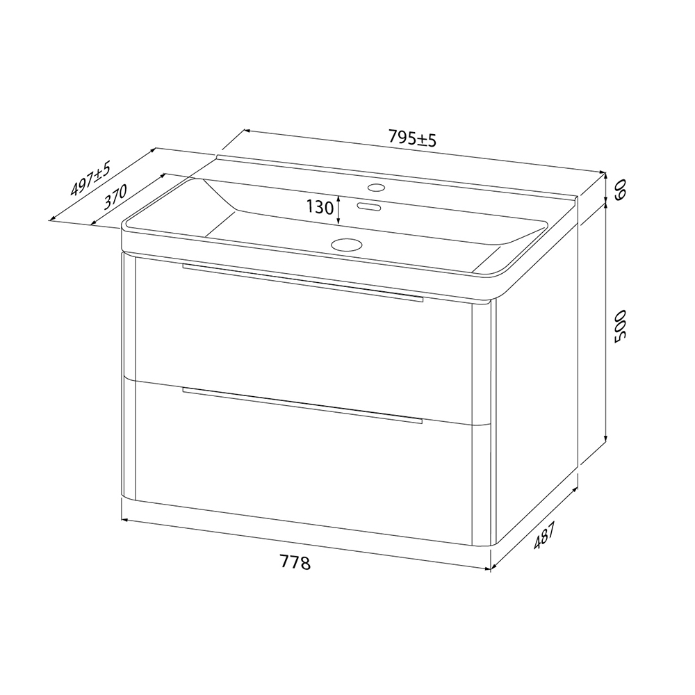 Тумба с раковиной IDDIS Клауд Икс 80 см подвесная белая