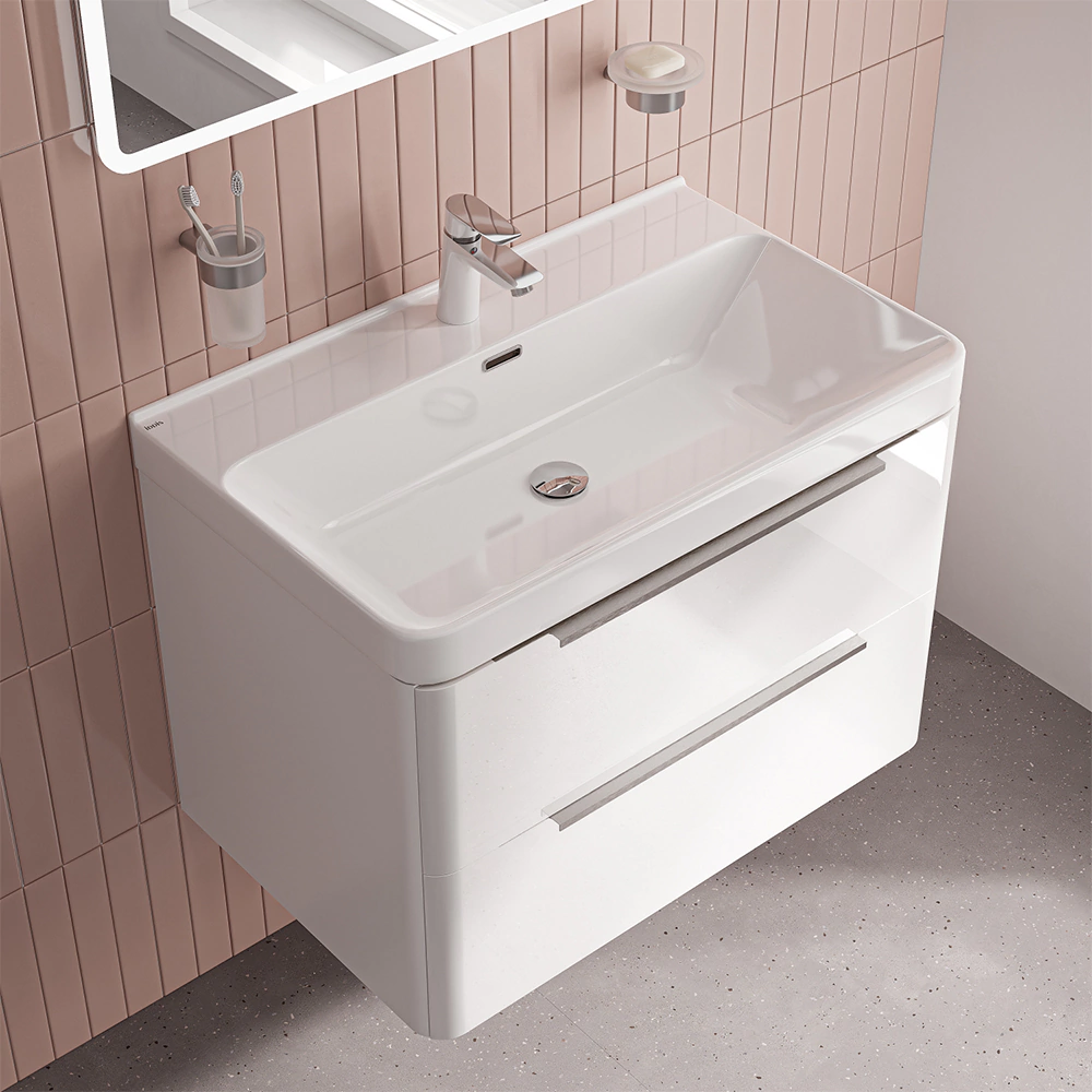 Тумба с раковиной IDDIS Клауд Икс 80 см подвесная белая