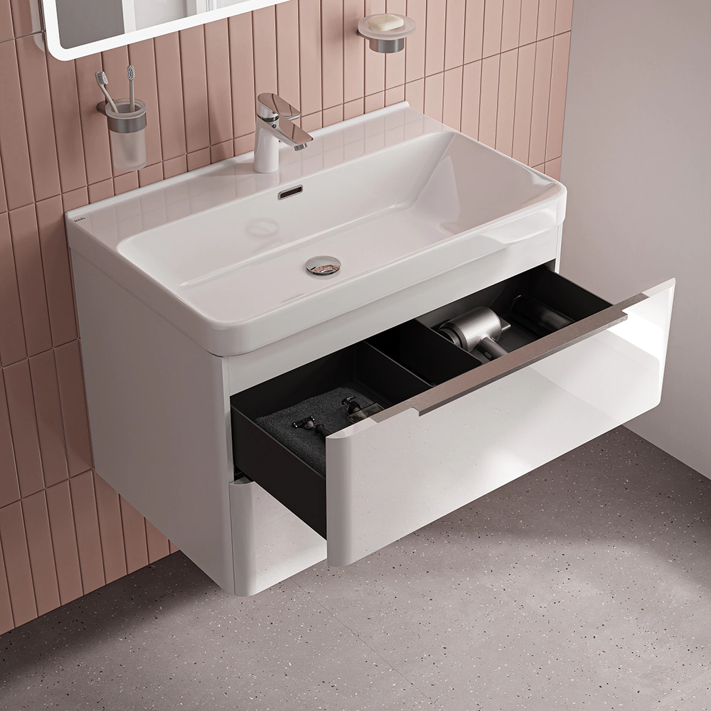 Тумба с раковиной IDDIS Клауд Икс 80 см подвесная белая