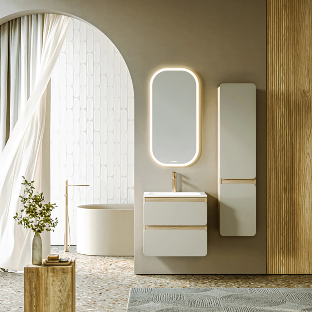 Тумба с раковиной AQWELLA Венто 60 см подвесная дюна, акация