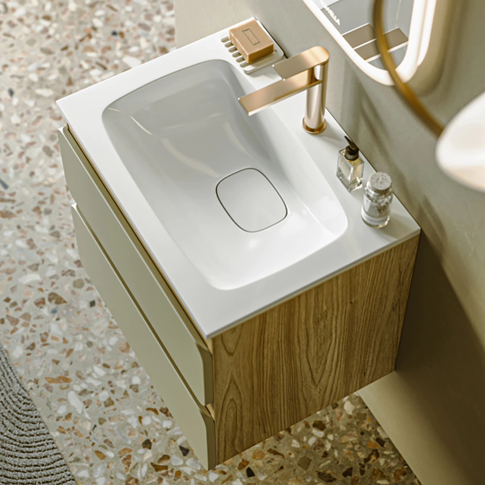 Тумба с раковиной AQWELLA Венто 60 см подвесная дюна, акация