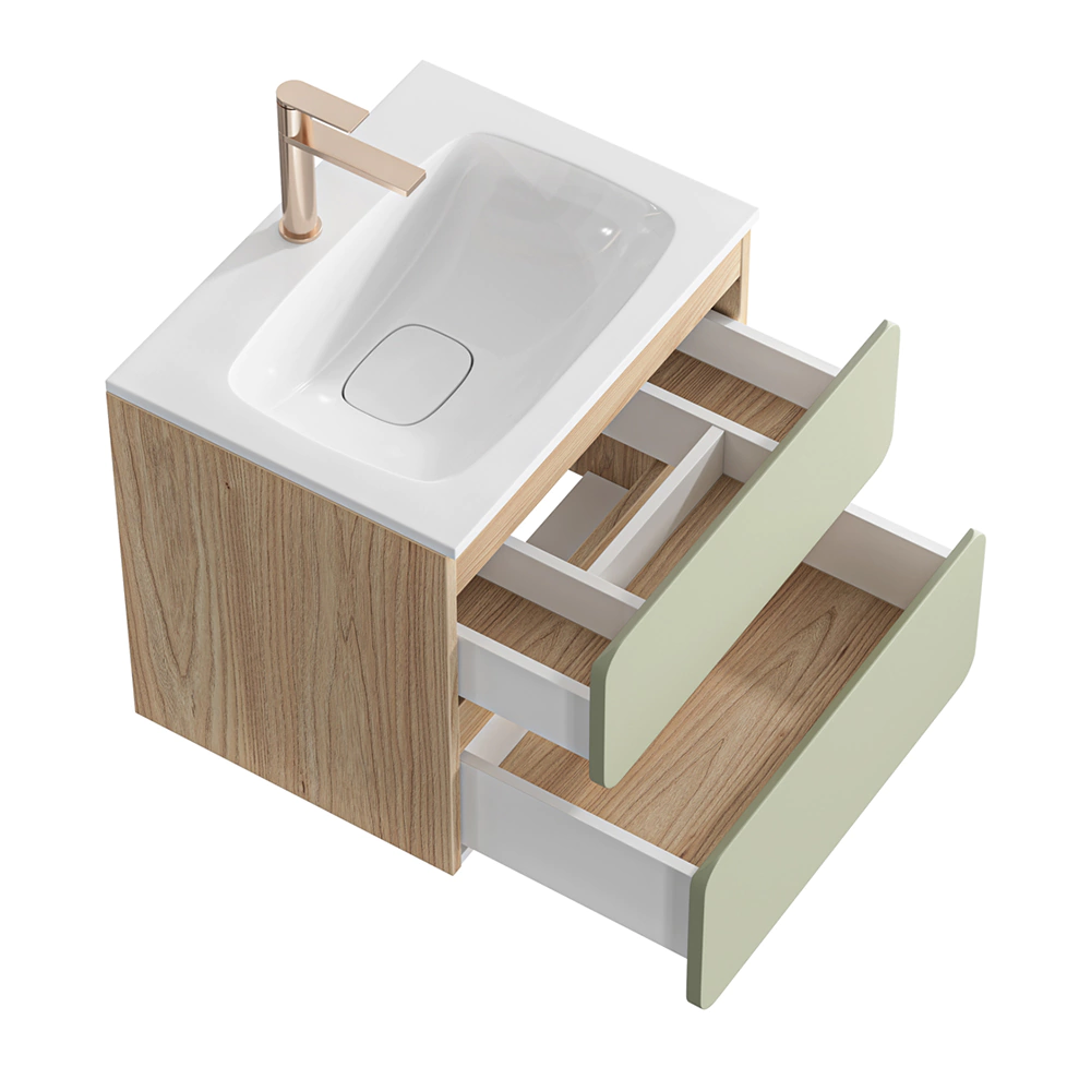 Тумба с раковиной AQWELLA Венто 60 см подвесная шалфей, акация