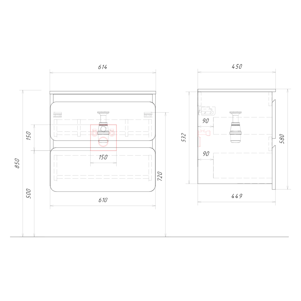 Тумба с раковиной AQWELLA Венто 60 см подвесная шалфей, акация