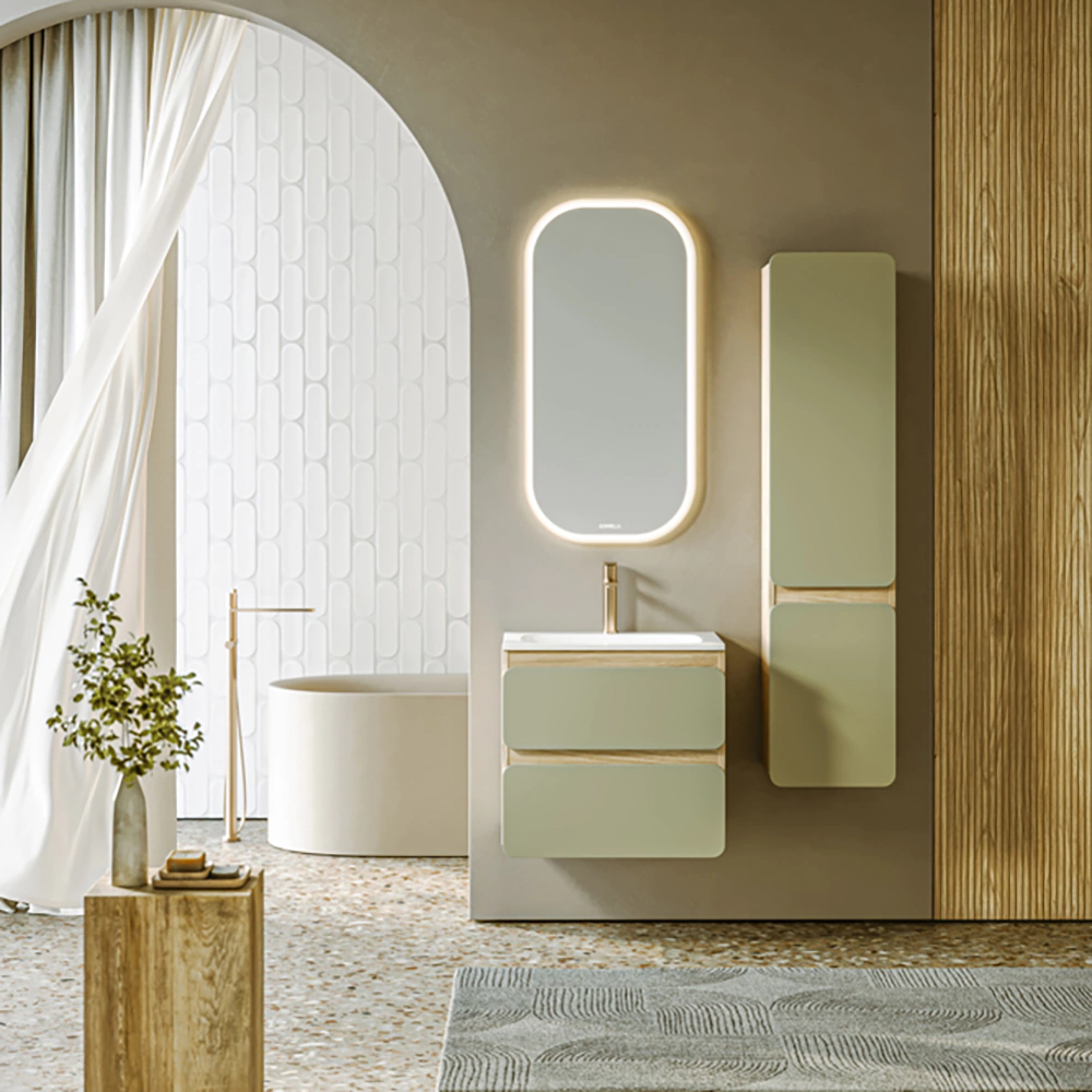 Тумба с раковиной AQWELLA Венто 60 см подвесная шалфей, акация