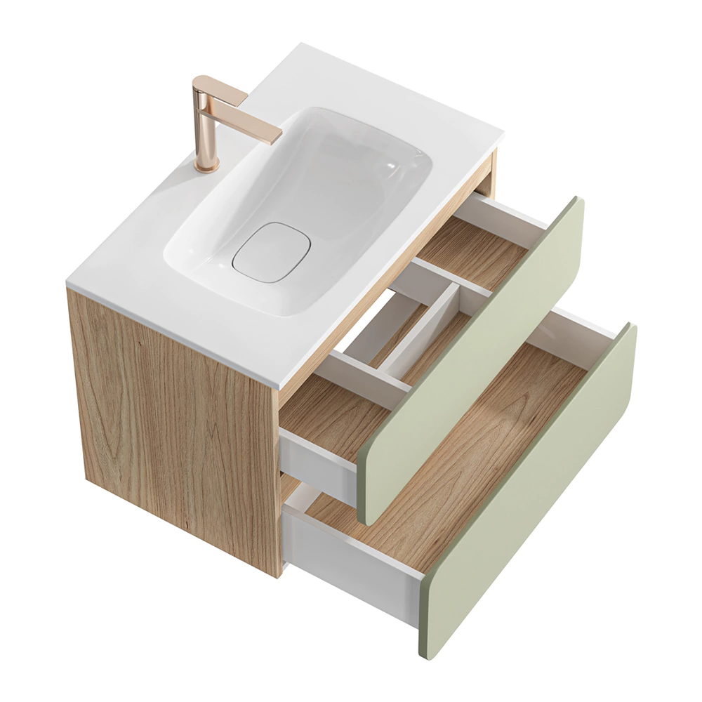 Тумба с раковиной AQWELLA Венто 75 см подвесная шалфей, акация