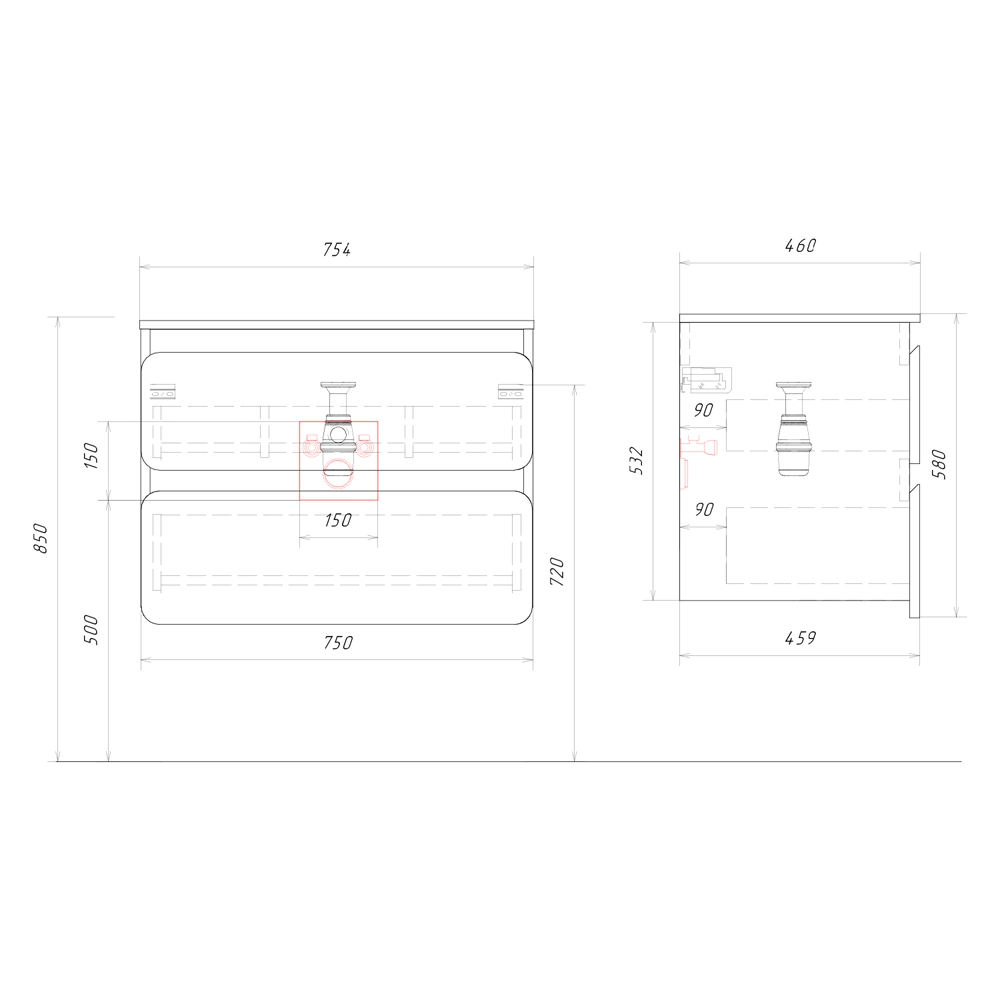 Тумба с раковиной AQWELLA Венто 75 см подвесная шалфей, акация