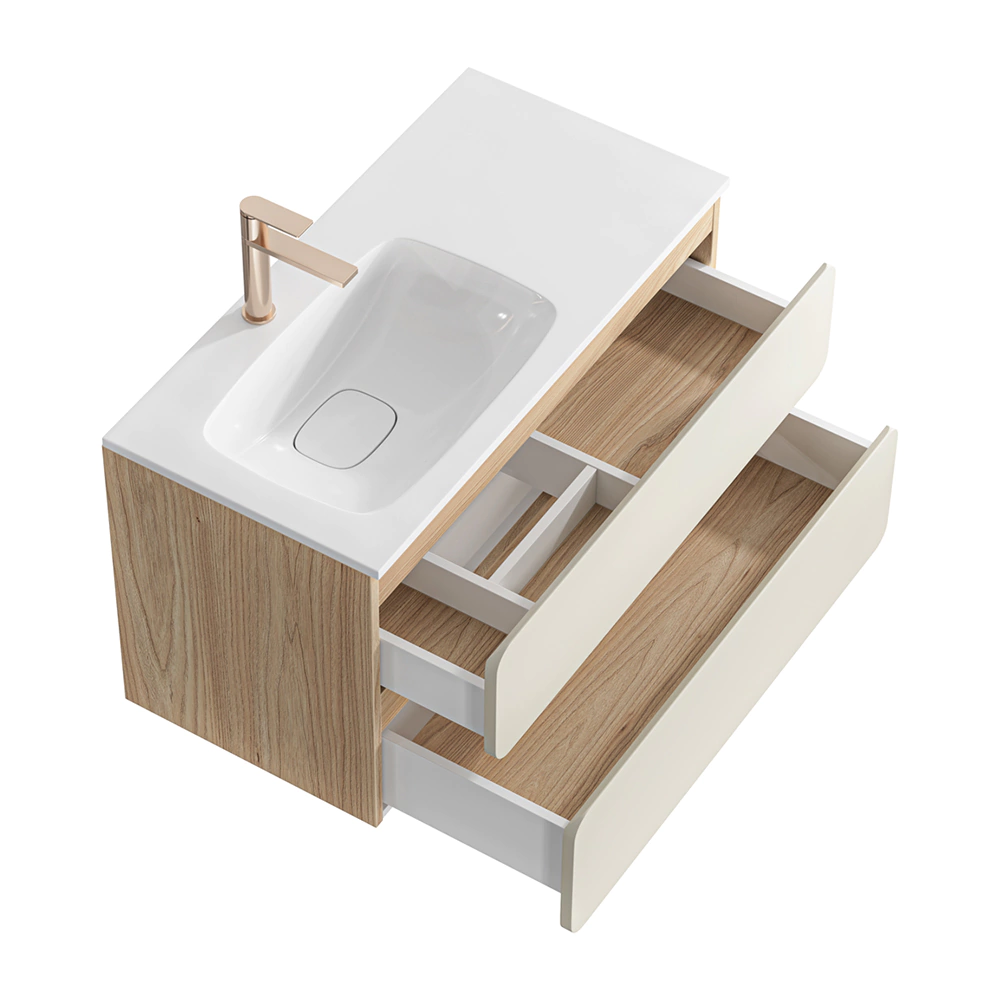 Тумба с раковиной AQWELLA Венто 90 см подвесная дюна, акация