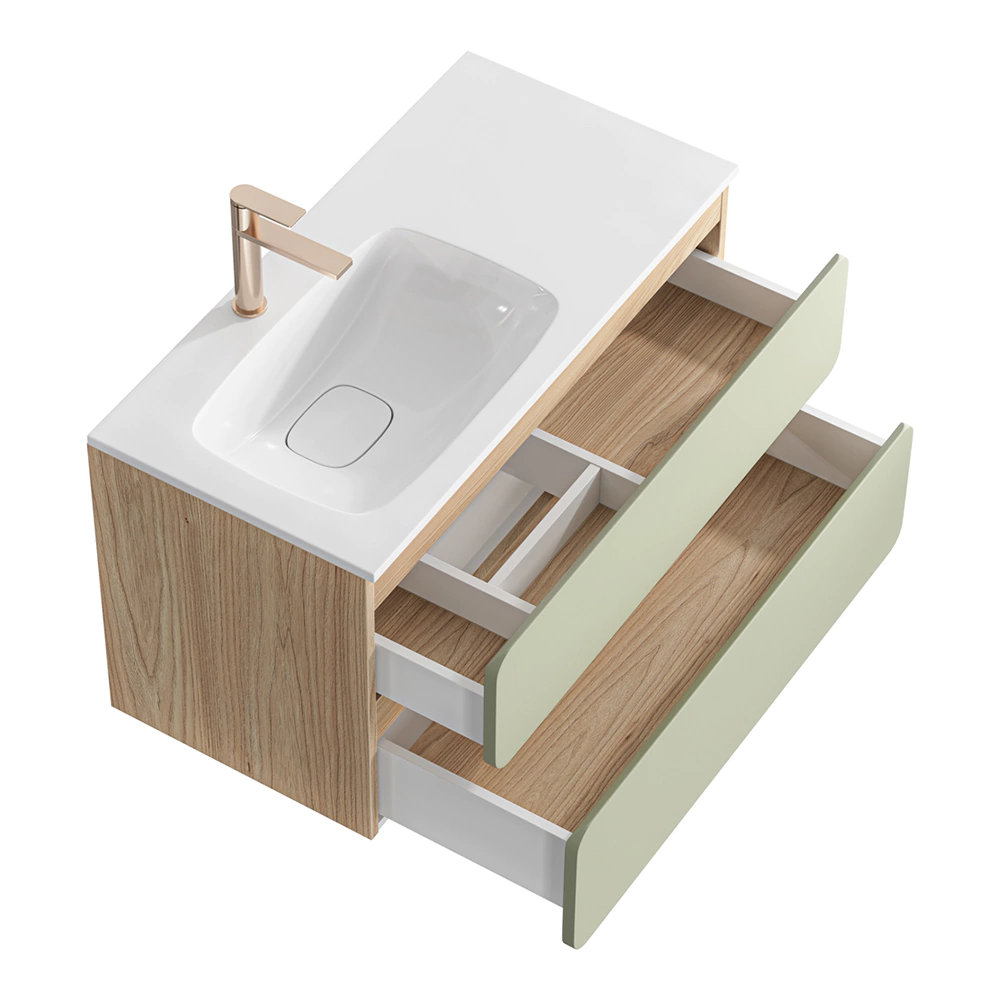 Тумба с раковиной AQWELLA Венто 90 см подвесная шалфей, акация