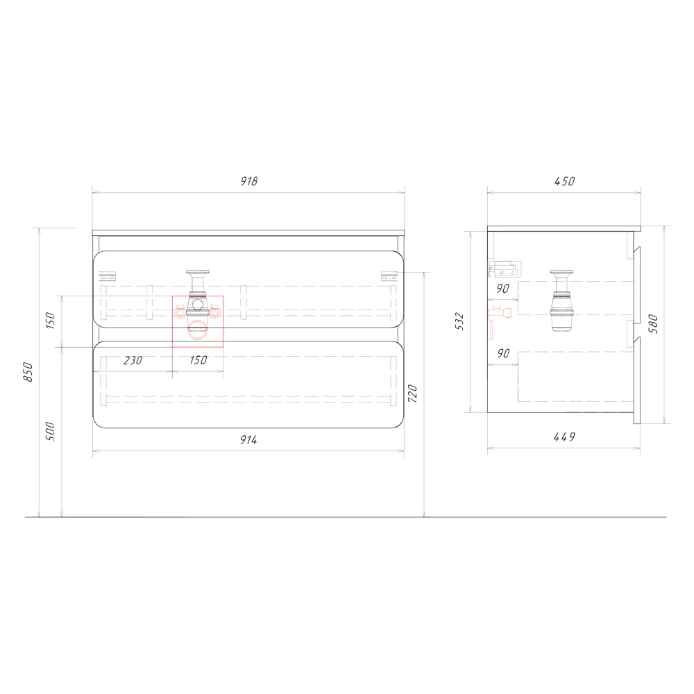Тумба с раковиной AQWELLA Венто 90 см подвесная шалфей, акация