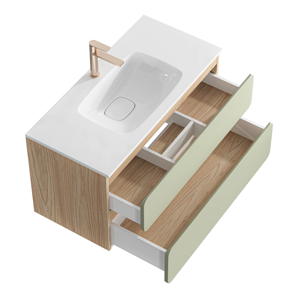 Тумба с раковиной AQWELLA Венто 100 см подвесная шалфей, акация