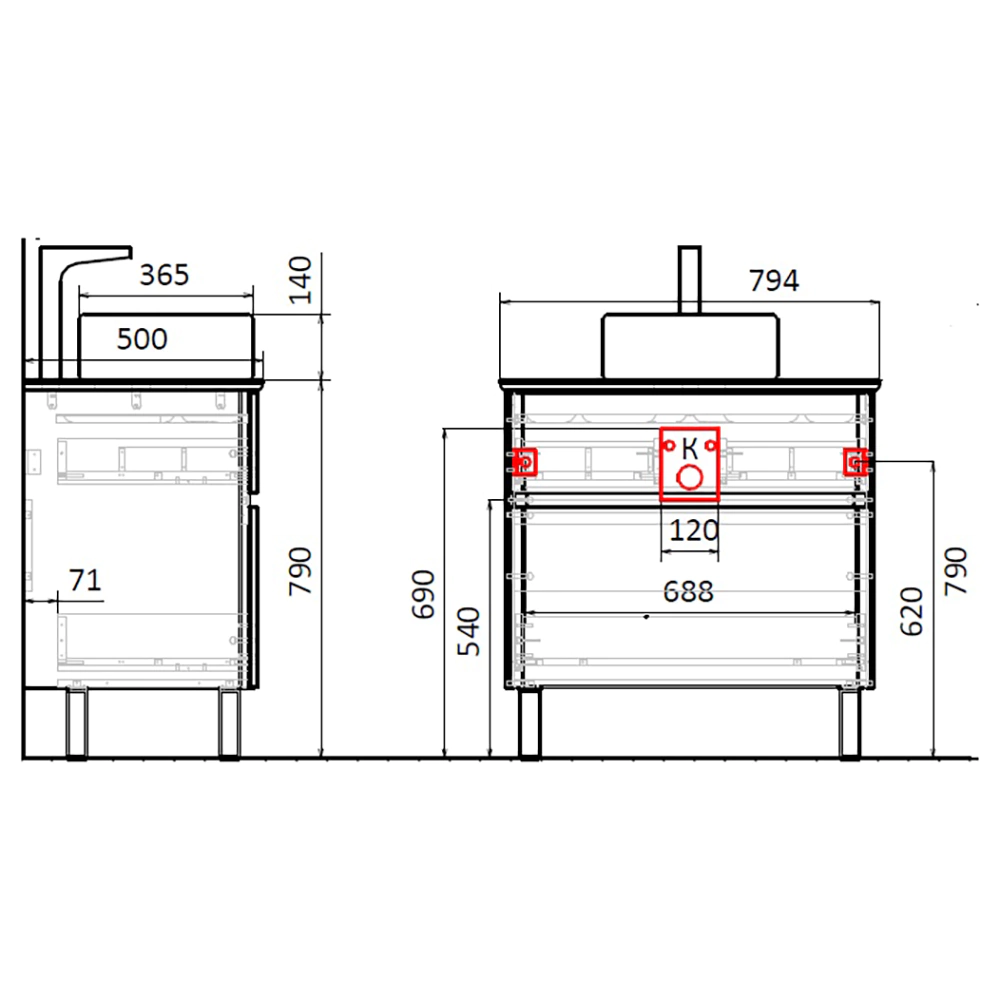 Тумба без раковины RAVAL Morelle 80 см напольная антрацит