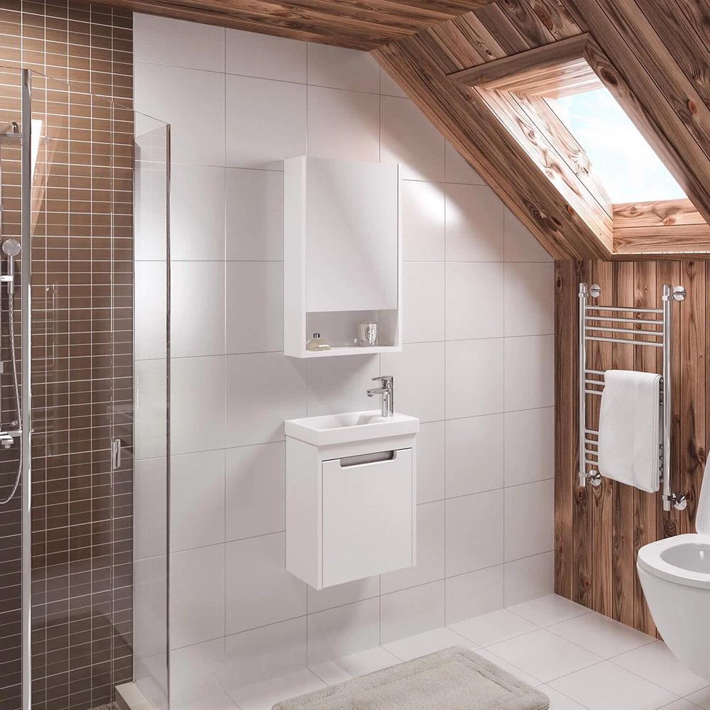 Тумба с раковиной RUNO Микра 40 см подвесная белая