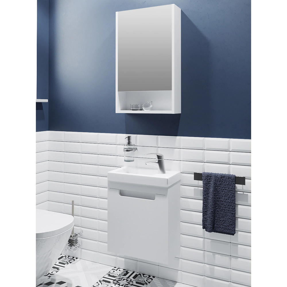 Тумба с раковиной RUNO Микра 40 см подвесная белая