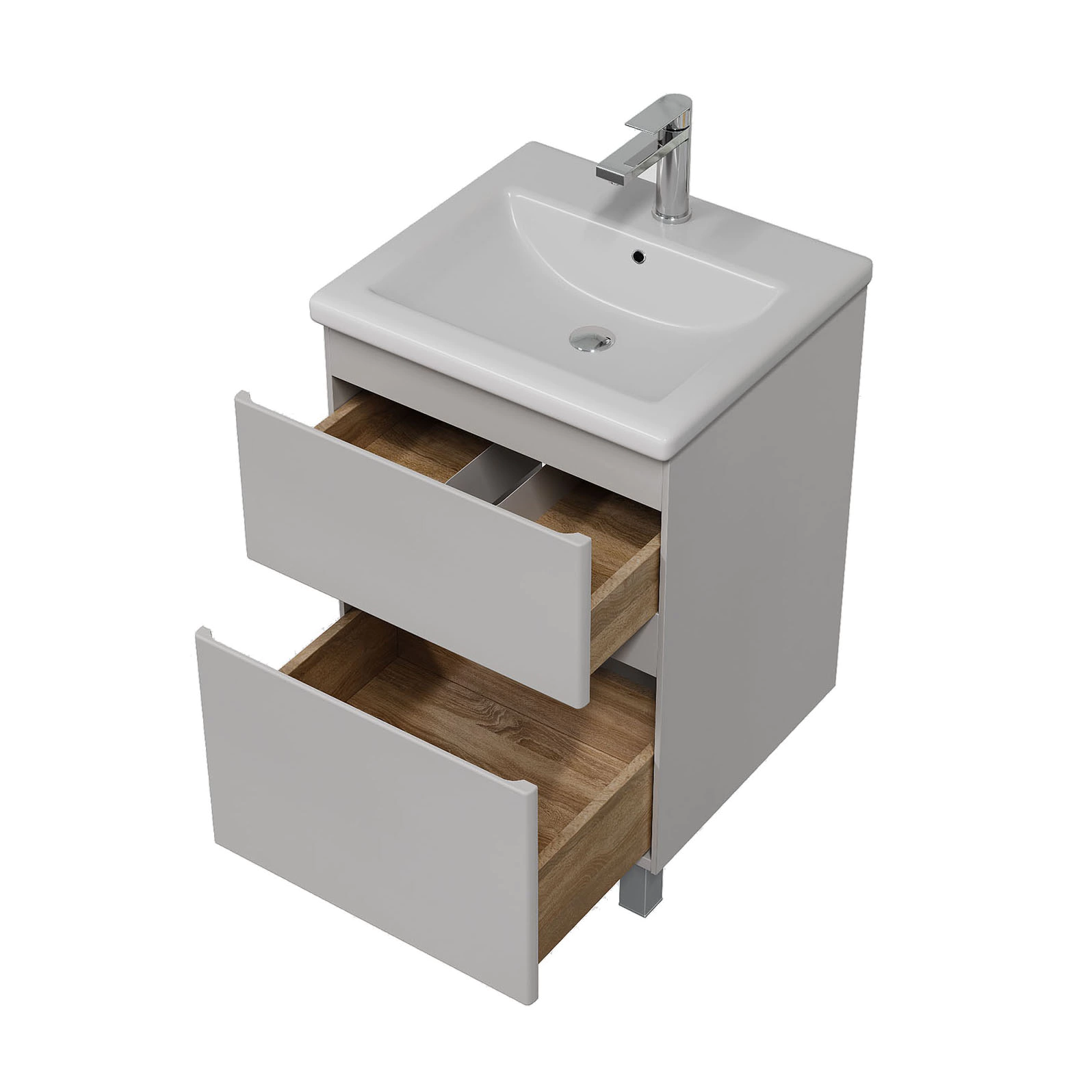 Тумба с раковиной FLUMEN DESIGN Витторе 50 см напольная серая