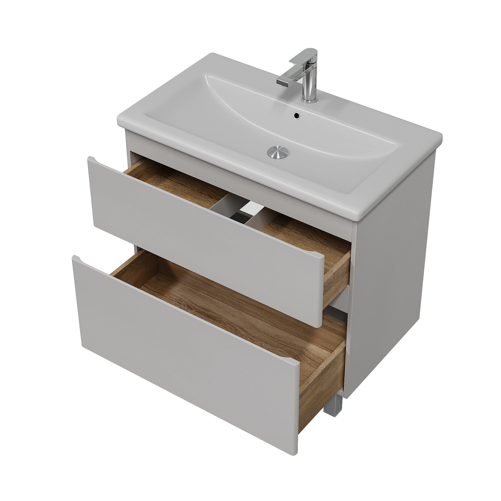Тумба с раковиной FLUMEN DESIGN Витторе 80 см напольная серая
