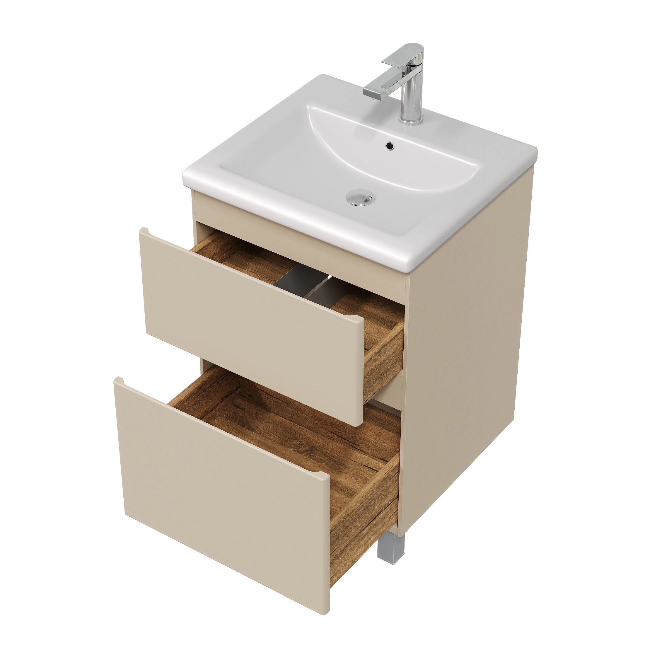 Тумба с раковиной FLUMEN DESIGN Витторе 50 см напольная капучино