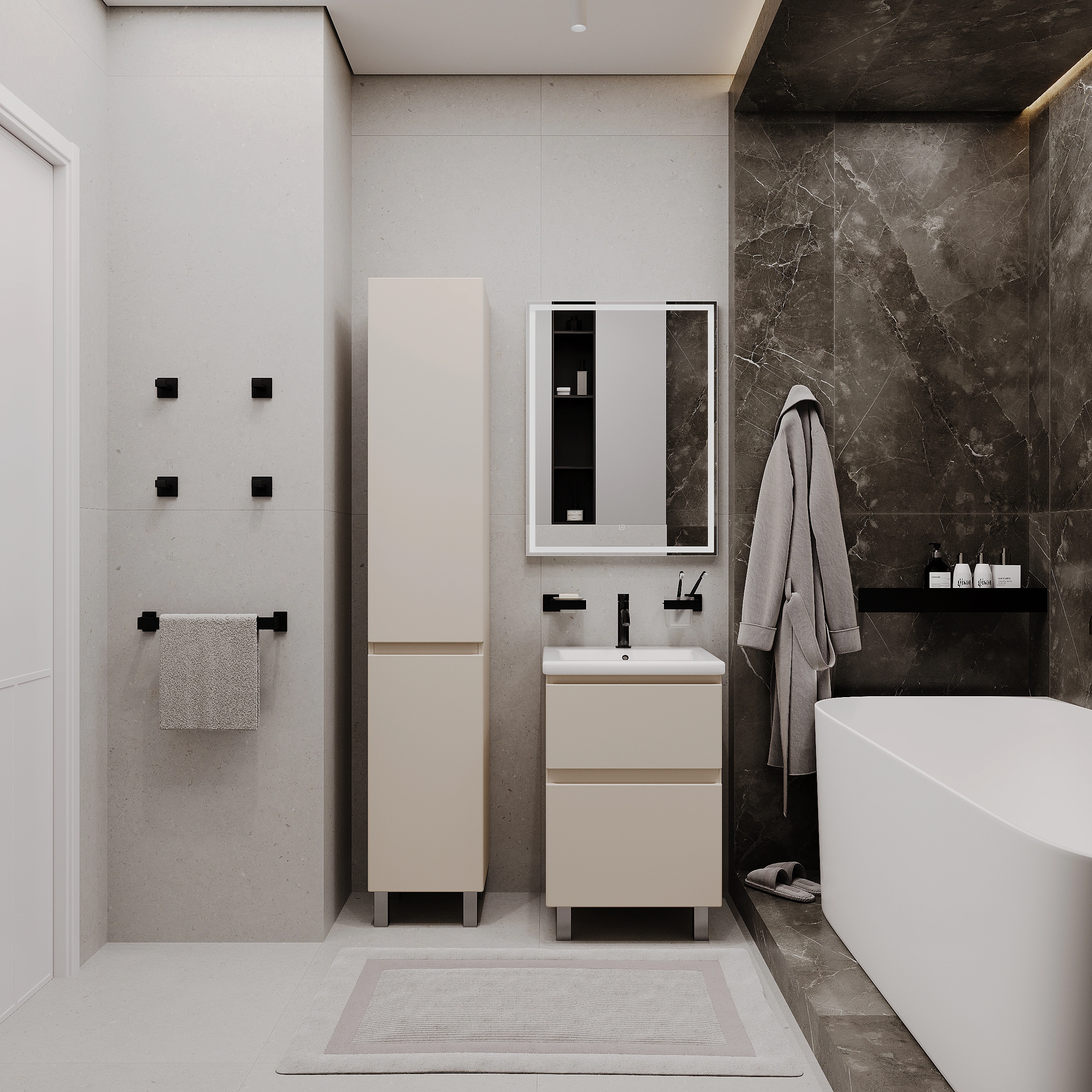 Тумба с раковиной FLUMEN DESIGN Витторе 50 см напольная капучино