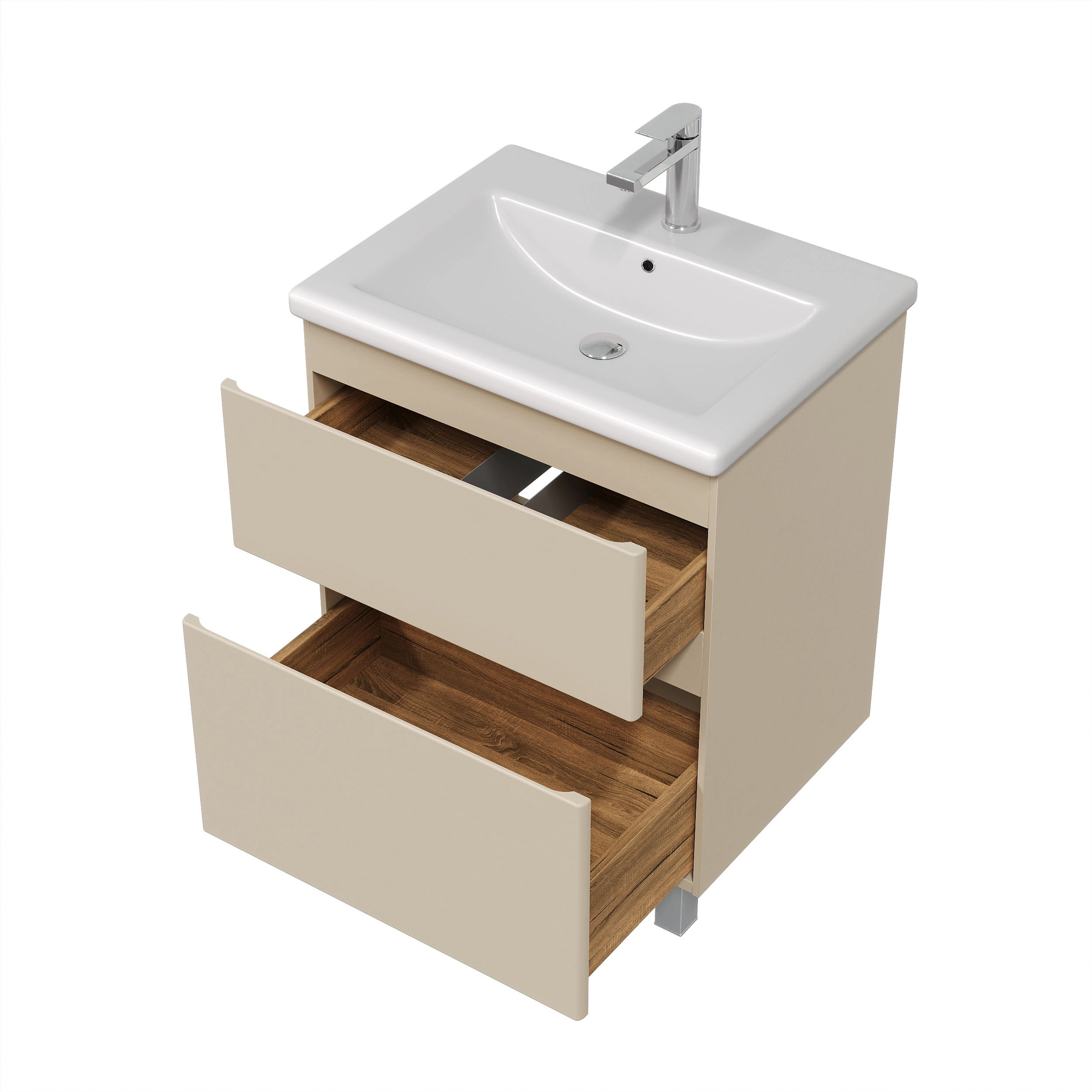 Тумба с раковиной FLUMEN DESIGN Витторе 60 см напольная капучино