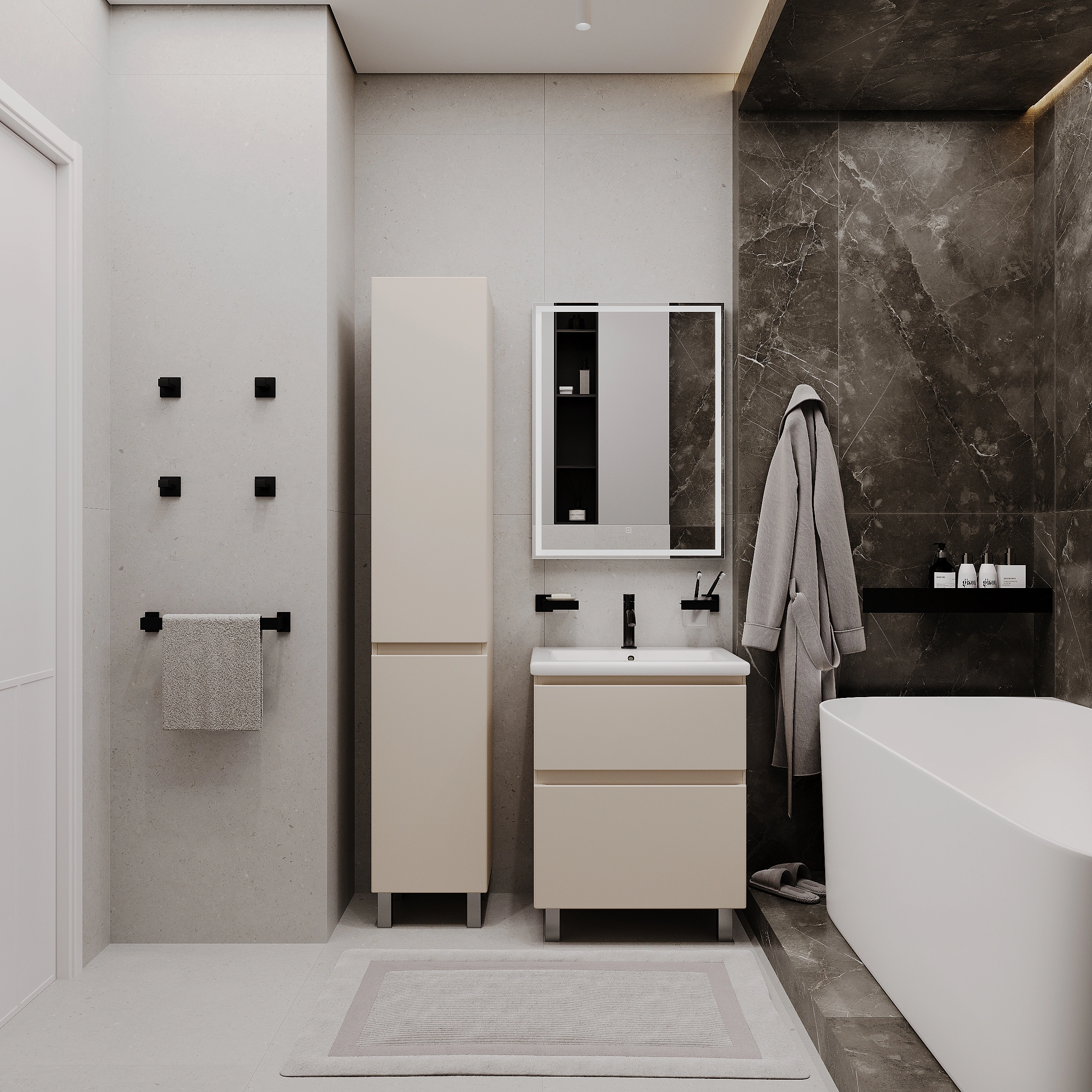 Тумба с раковиной FLUMEN DESIGN Витторе 60 см напольная капучино