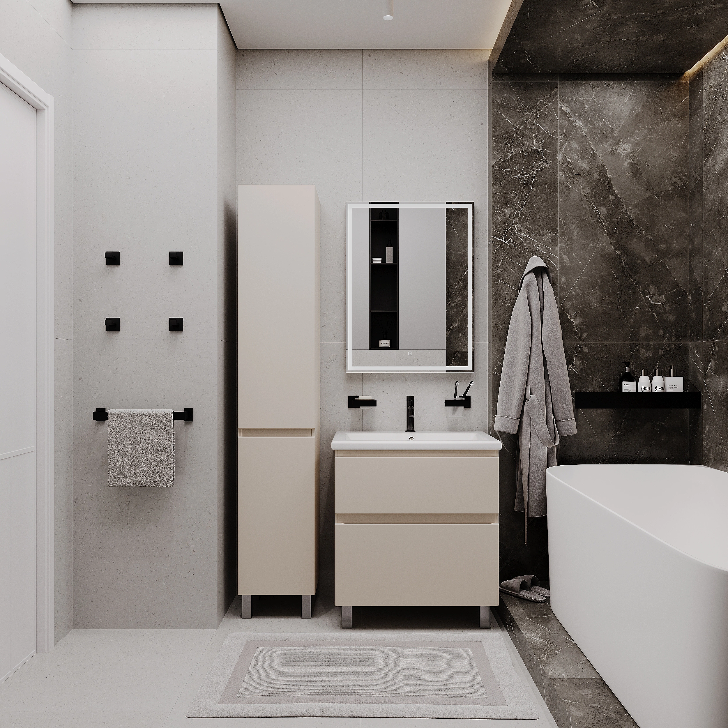 Тумба с раковиной FLUMEN DESIGN Витторе 70 см напольная капучино