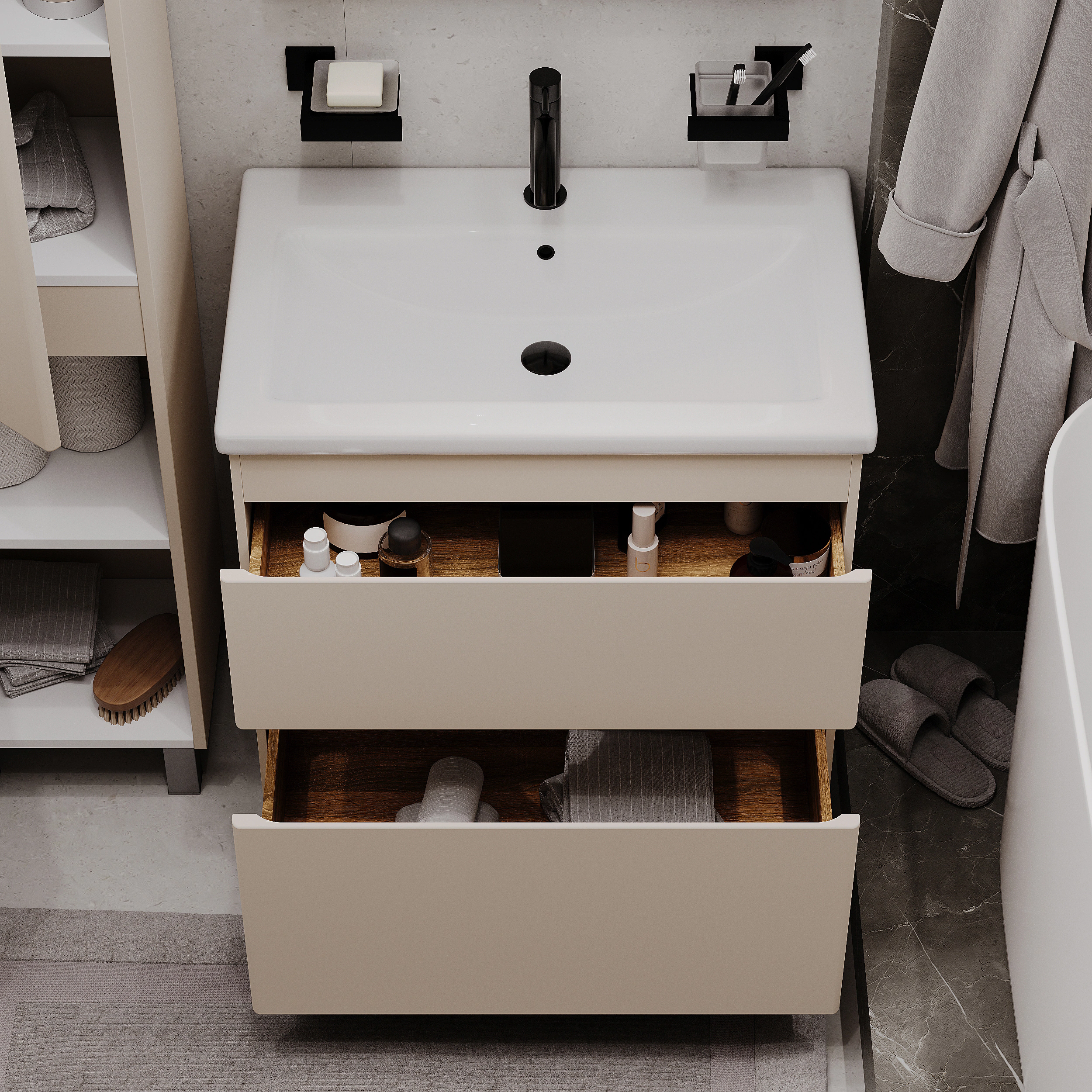 Тумба с раковиной FLUMEN DESIGN Витторе 70 см напольная капучино