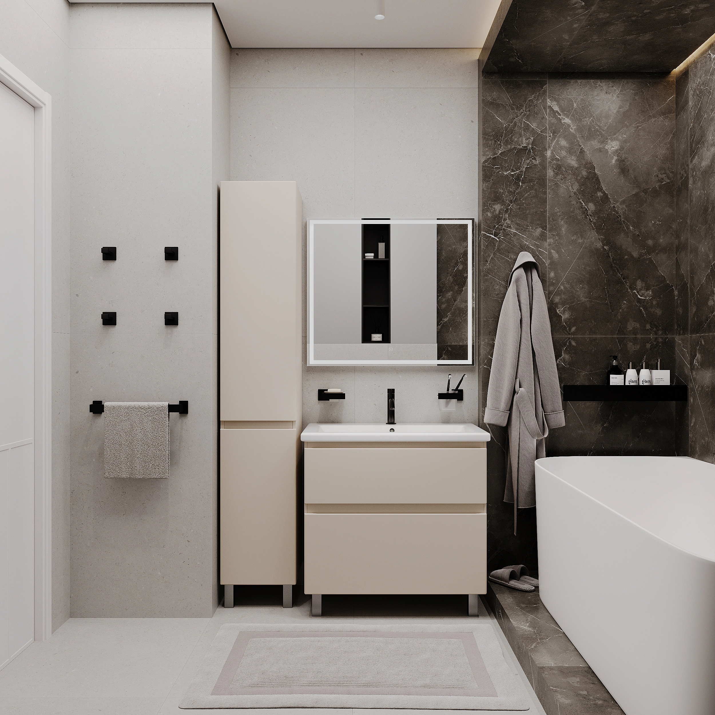 Тумба с раковиной FLUMEN DESIGN Витторе 80 см напольная капучино