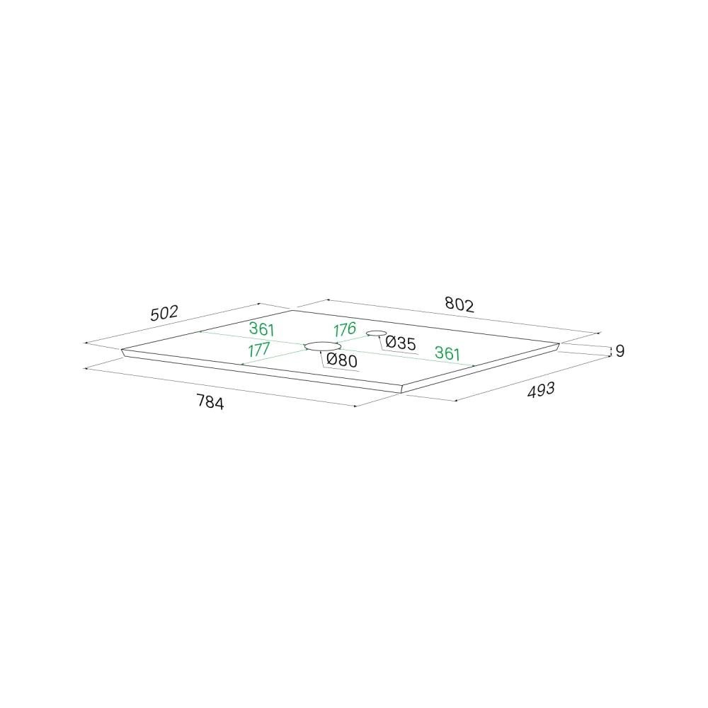 Столешница IDDIS Оптима Хоум 80 см с отверстиями керамогранит бежевый