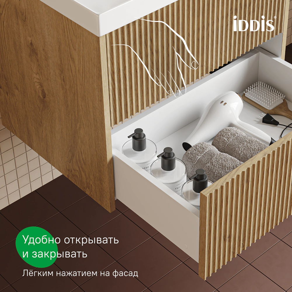 Тумба с раковиной IDDIS Билд 2.0 80 см дуб светлый